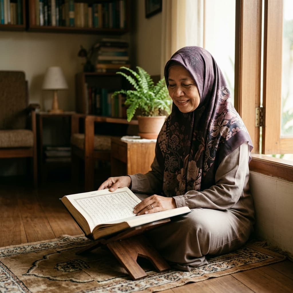 Wanita Berhijab Membaca Quran